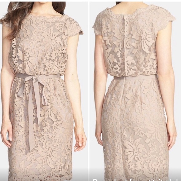 Tadashi Shoji Dresses & Skirts - Tadashi Shoji midi embroidered capped sleeve lace dress size 12